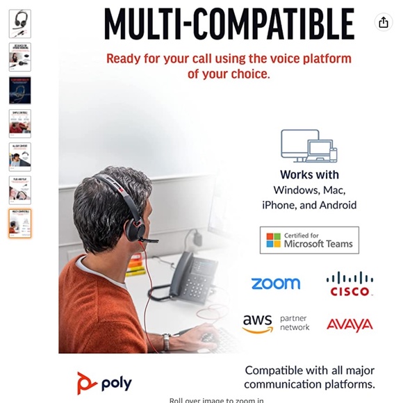 Poly Blackwire 5220 USB-A Wired Headset (Plantronics) - Picture 2 of 3